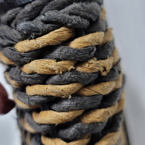 Vintage Brighton Raffia Straw Leather Trim Shoulder Bag - Black & Tan - Picture 4 of 16